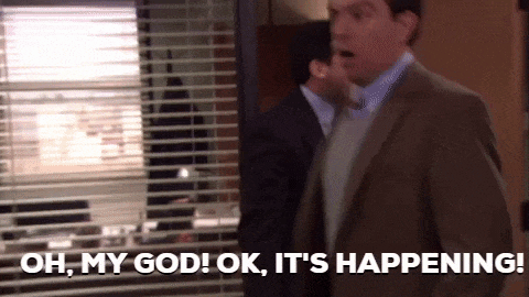 reazione con la GIF di the Office "it's happening. Everybody stay calm"